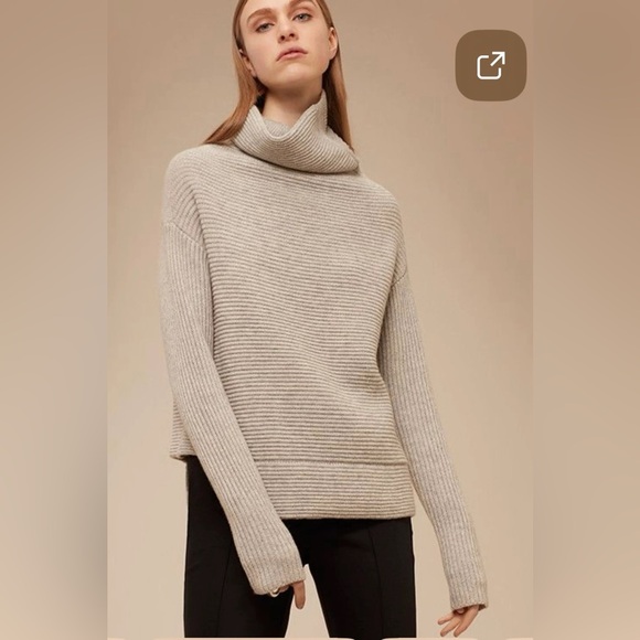 Aritzia | Kendall Jenner BABATON Mika wool Cashmere Cream Sweater Funnel Neck M - Picture 5 of 12